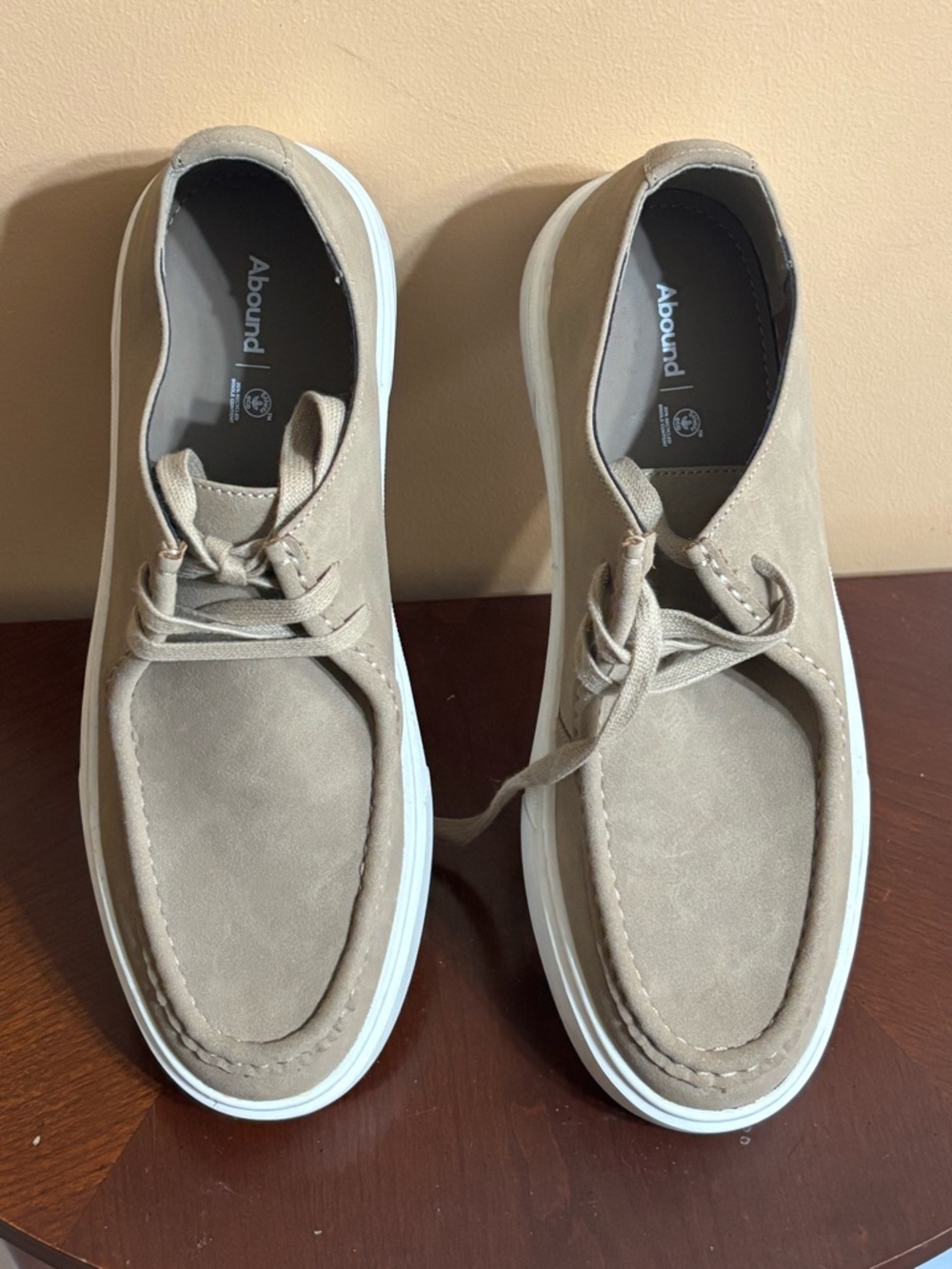 Abound Men's Beige Suede Slip-On Loafers with White Sole